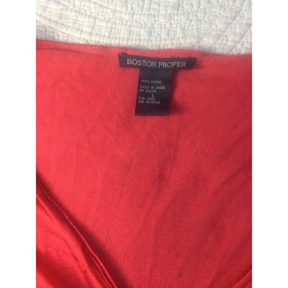 Boston Proper Plunging Neckline Red Top* Long Sleeve Blouse*Stretchy*EUC *Large - Picture 4 of 6
